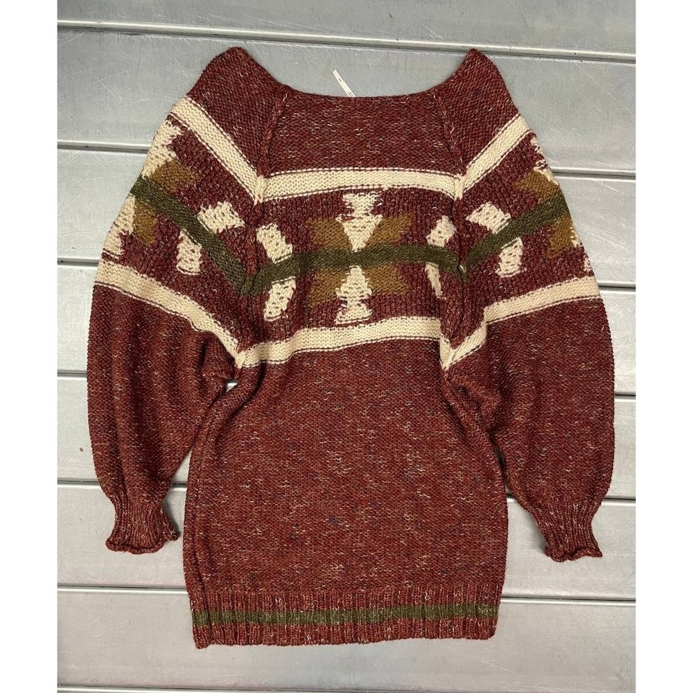 Free People Northern Lights‎ Sweater Dress Womens Small Red Cozy Western Boho - Picture 3 of 9
